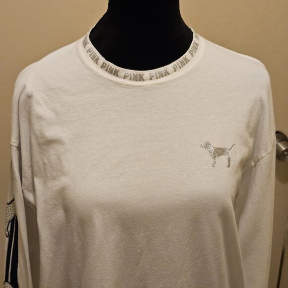 Victoria's Secret  Blue Rhinestone Dog Bling Shirt Long Sleeve White Cotton XS - Picture 4 of 9